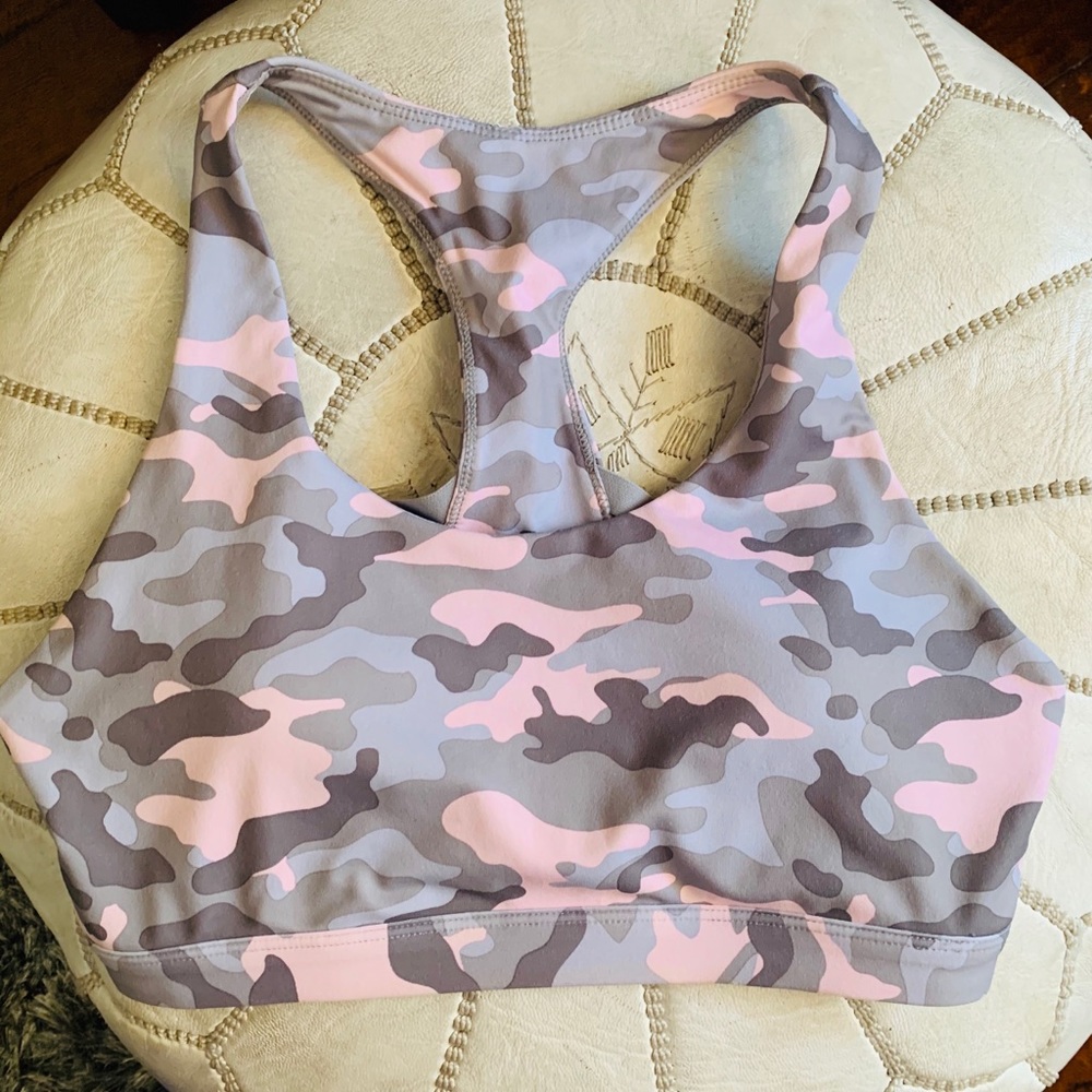Fabletics camo pink and grey sports bra size Small
